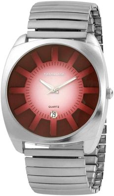 Excellanc 274025000004 Herrenuhr mit Metallzugband rotes Ziffernblatt silberfarben