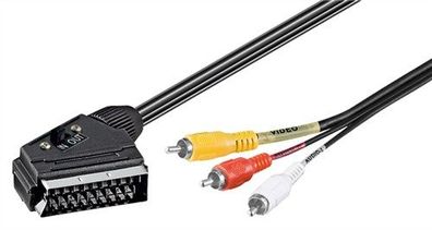 Adapterkabel, Scart zu Composite Audio Video, IN/OUT, 2 m, Schwarz