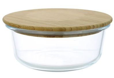 Sustania Alessandria Frischhaltedose aus Glas Bambusdeckel ca. 15 x 15 x 6,6 cm