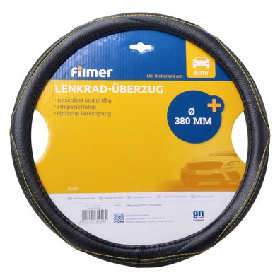 Filmer 31.026 Lenkrad Überzug Luxus - anthrazit mit gelber Ziernaht