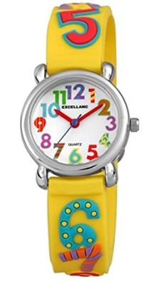 Excellanc 4500020-002 Kinderuhr "Zahlen" Silikonarmband in gelb