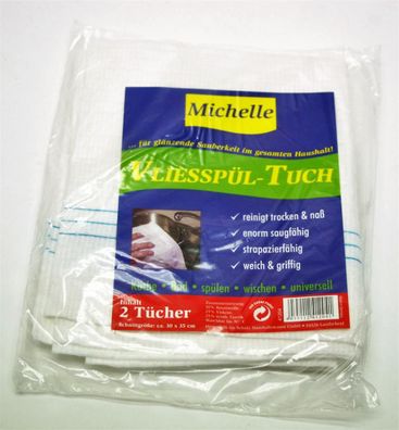 Michelle Vliesspültuch 30 x 35 cm weiß 2er-Pack