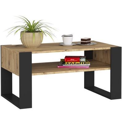 Couchtisch AKORD DOMI Kaffeetisch Eiche Artisan 92 cm Schwarz 92 x 45 x 53 cm