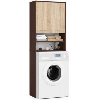 Waschmaschinenschrank AKORD FIN Wenge 64 cm Front Sonoma-Eiche B64 x H180 x T30 cm