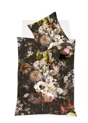 Fleuresse Mako-Satin Bettwäsche 135x200 Blüten Rosen grau braun Wende 114295-07