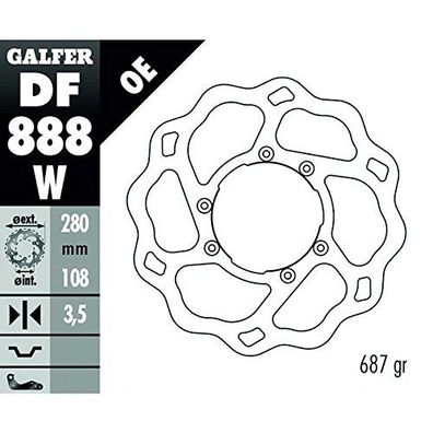 GALFER Wave Bremsscheibe "DF888" Typ W - starr, mit ABE