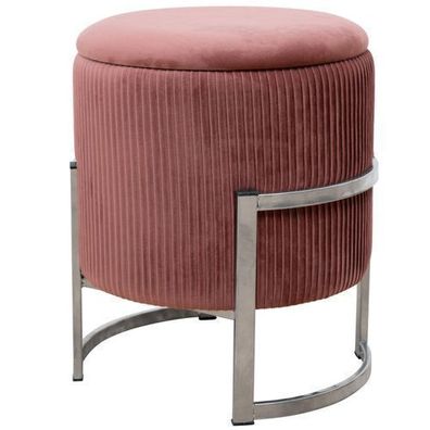 Pouf AKORD PORTO aus Samtstoff mit Stauraum in Rosa Durchmesser 40 cm Höhe 46 cm