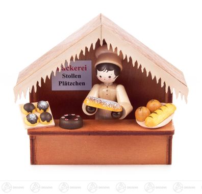 Weihnachtliche Miniatur Weihnachtsmarktbude Bäckerei H=ca 7,5 cm NEU Erzgebirge