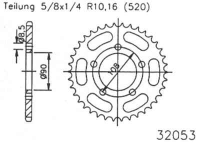 ESJOT Kettenrad "32053" 520, Stahl, schwarz 46 Zähne