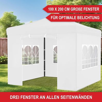 Pavillon Partyzelt Weiss Garten 3 x 3 Meter