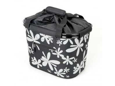 Lenkerkorb-Tasche BlueBird mit QR-Halter schwarz/Blumen 35.9x26.4x27.3 cm 20 ltr