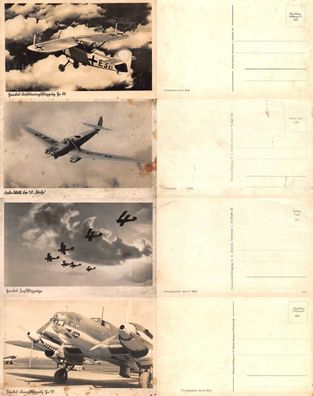 4 Fotokarten Flugzeuge Kampfflugzeug, Jagdflugzeug, He 46, He 111, Fw 58