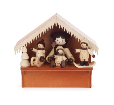 Weihnachtliche Miniatur Weihnachtsmarktbude Winterkinder BxHxT 9,5x8x4cm NEU