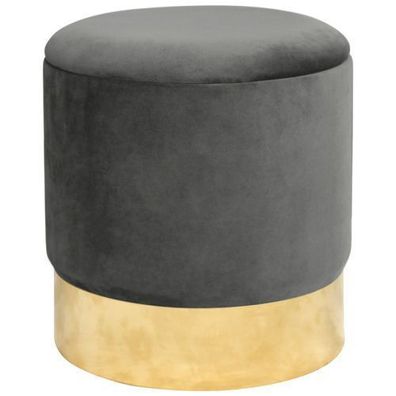 Pouf AKORD GOLDEN aus Samtstoff mit Stauraum in Graphitgrau Durchmesser 39 cm