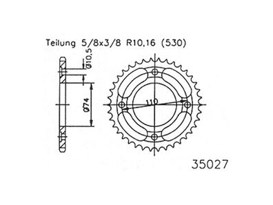 ESJOT Kettenrad "35027" 530, Stahl, schwarz 41 Zähne