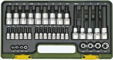 Proxxon Steckschlüsselsatz 1/4" + 1/2", für TX- un 42-tlg., im Ku