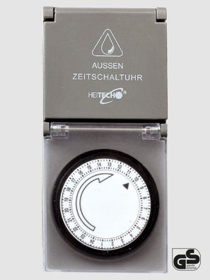 Heitech mechanische Zeitschaltuhr Außen mit Klappdeckel