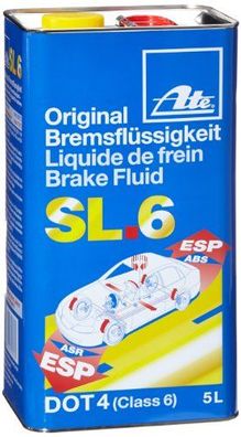 ATE Bremsflüssigkeit "SL.6" DOT 4, ISO K 5 l Blechkanister