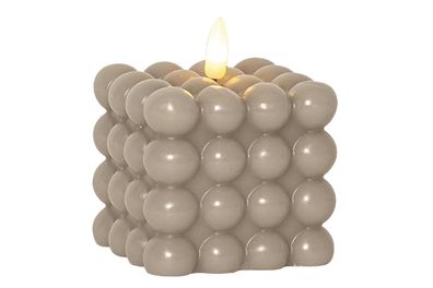 STAR Trading LED-Wachskerze Flamme Dot 9,5x7,5cm beige