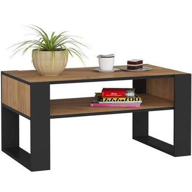 Couchtisch AKORD DOMI Kaffeetisch Eiche Craft 92 cm Schwarz 92 x 45 x 53 cm