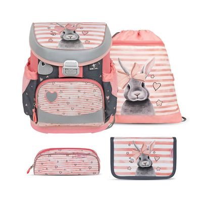 Belmil Mini-Fit ergonomisches Schulranzen-Set 4-teilig "Little Bunnies" mit Brust