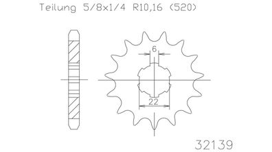 ESJOT Antriebsritzel "32139" 520, Stahl 15 Zähne