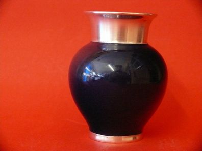 Seltene Porzellan Vase Dunkelblau Farbe mit dicke Schicht Silber Thomas Ivory