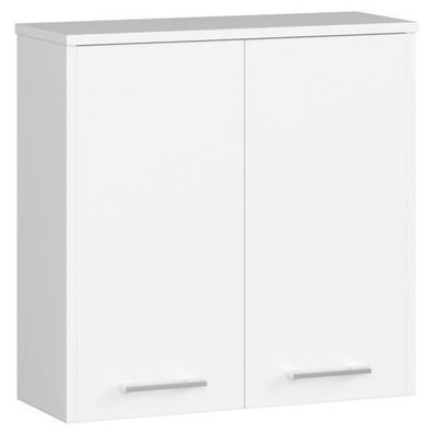 Hängender Badezimmerschrank AKORD FIN Weiß 60 cm 2 Türen 2 Ebenen B60 x H60 x T22,5cm