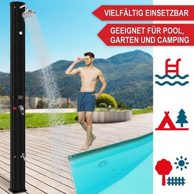 Solardusche Garten mit Regenschutz Schwarz Dusche Solar Outdoor 35 Liter