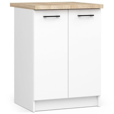 Küchenschrank AKORD OLIWIA modular S60 Weiß 60 cm 2 Türen 2 Ebenen B60 x H85 x T46 cm