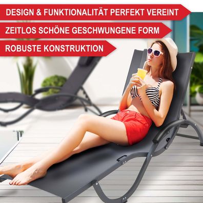 Gartenliege Relaxliege Liege Lounger Sonnenliege Outdoor Grau