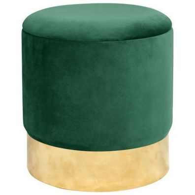 Pouf AKORD GOLDEN aus Samtstoff mit Stauraum in Flaschengrün Durchmesser 39 cm