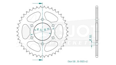 ESJOT Kettenrad "35025" 530, Stahl, schwarz 40 Zähne