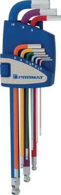 Winkelschraubendrehersatz 9-tlg. Ku.-Halter SW 1,5-10mm l. farb., ugelk. PROMAT
