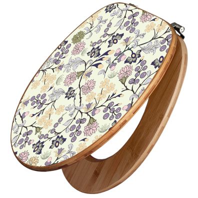 banjado® WC-Sitz Bambus braun mit Motiv Motiv Florale Tapete