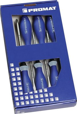 Schraubendrehersatz 6-tlg. Schlitz/PH 3K-Griff 6-Kant-Klinge/Ans. PROMAT