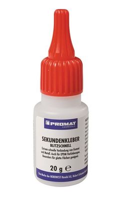 Sekundenkleber blitzschnell 20g farblos Flasche PROMAT Chemicals