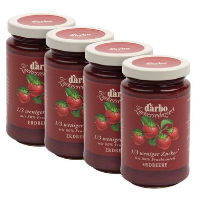 Food-United DARBO Fruchtaufstrich Zuckerreduziert Erdbeere 1/3 weniger Zucker 4x 250g