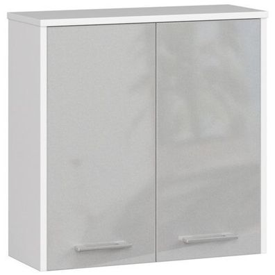 Hängender Badezimmerschrank AKORD FIN Weiß 60 cm Front Metallisch Glanz 60x60x22,5 cm