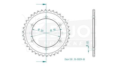 ESJOT Kettenrad "35029" 530, Stahl 38 Zähne