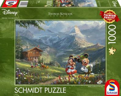 Disney Mickey & Minnie in den Alpen 1000 Teile Puzzle Thomas Kinkade Collection