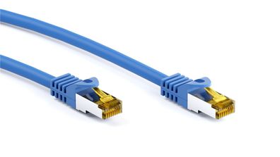 RJ45 Patchkabel CAT 6A S/FTP (PiMF), 500 MHz mit CAT 7 Rohkabel, blau