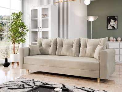 Sofa Zako S 3 mit Schlaffunktion und Bettkasten Polstercouch Wohnzimmer Polstersofa