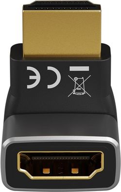 HDMI™-Winkeladapter 90° vertikal, 8K @ 60 Hz, vergoldet