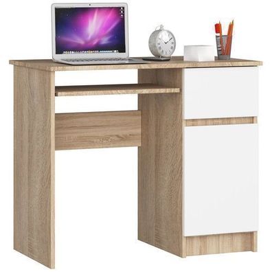 PC-Schreibtisch AKORD PIKSEL rechts Sonoma-Eiche Front Weiß B90 x H77 x T50 cm