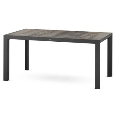 Silva Dining Tisch 140x90 matt anthrazit Gestell Aluminium, Keramik wood grey