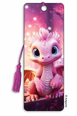 3D Lesezeichen Pink Dragon - Rosa Drache