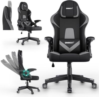 Bürostuhl Gaming Stuhl PC Stuhl Schreibtischstuhl Bürostuhl Schwarz Grau