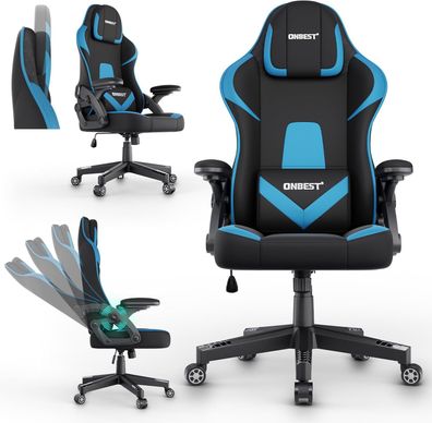 Schreibtischstuhl Gaming Stuhl PC Stuhl Schreibtischstuhl Bürostuhl Schwarz Blau