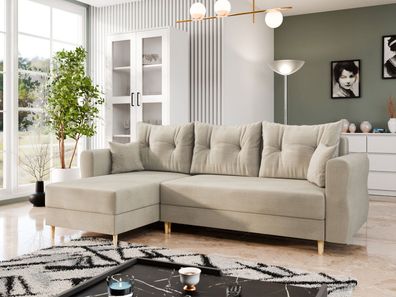 Ecksofa Zako L mit Schlaffunktion und Bettkasten Eckcouch Modern Wohnzimmer